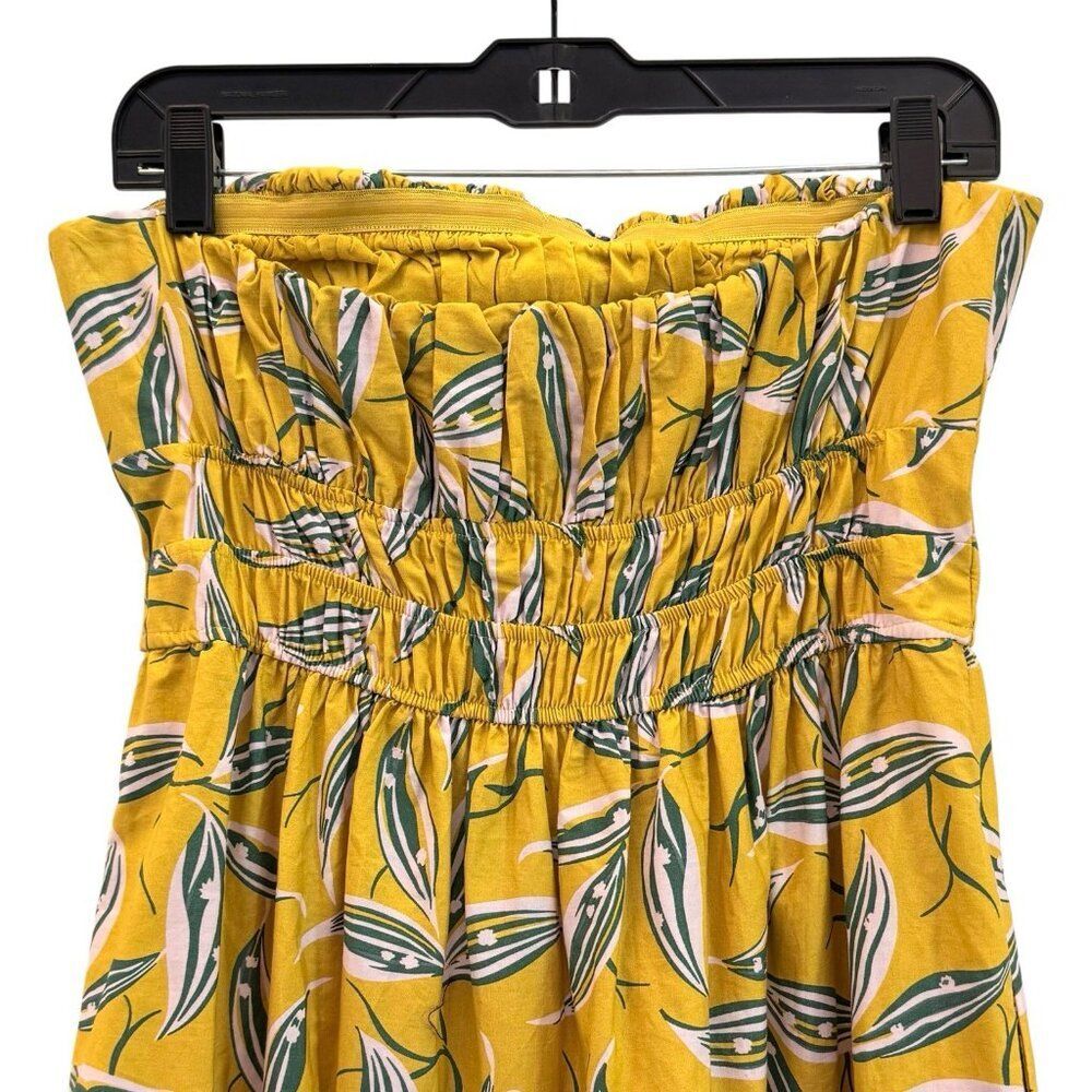 Anthropologie Yellow Strapless Floral Midi Dress - Picture 5 of 12